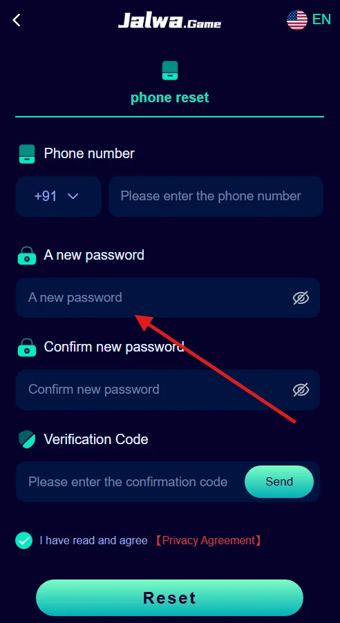 Input a new password